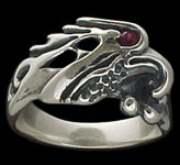 Medium Eagle Ring - Sterling Silver - Ruby