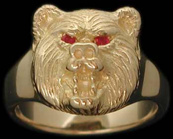 Small Bear Ring - 10K Gold - Ruby