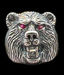 Medium Bear Ring - Sterling Silver - Ruby