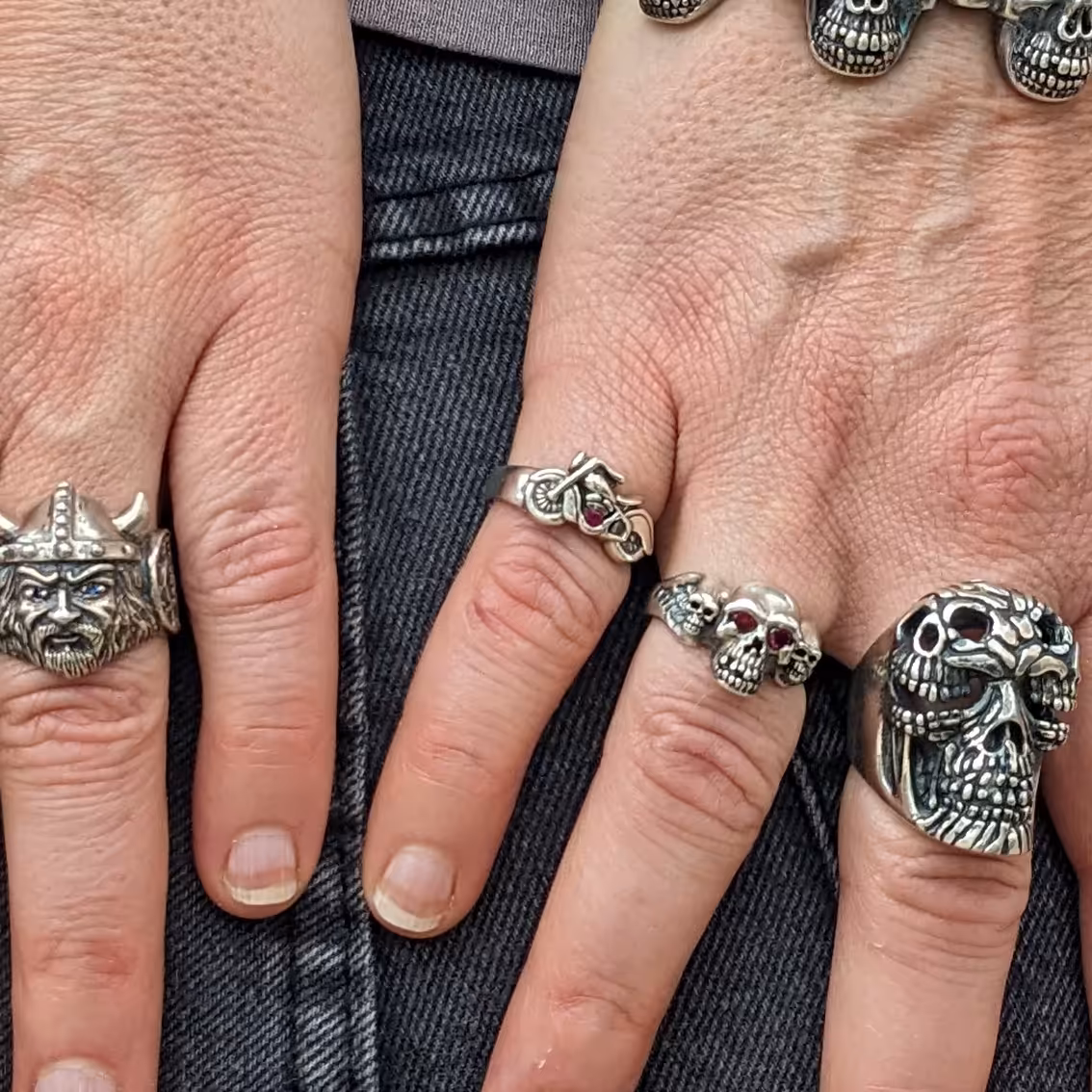 Motorcycle Ring - Sterling Silver - Ruby