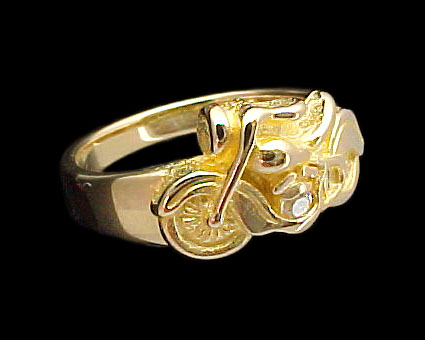 Motorcycle Ring - 10K Gold - Diamond