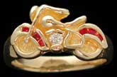 Motorcycle Ring - 10K Gold - Diamond, Ruby