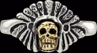 Tiny Skull Chief Ring - Sterling Silver and 10K Gold