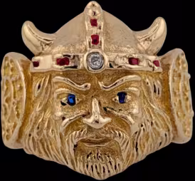 Viking Ring - 10K Gold - Diamond, Ruby, Sapphire