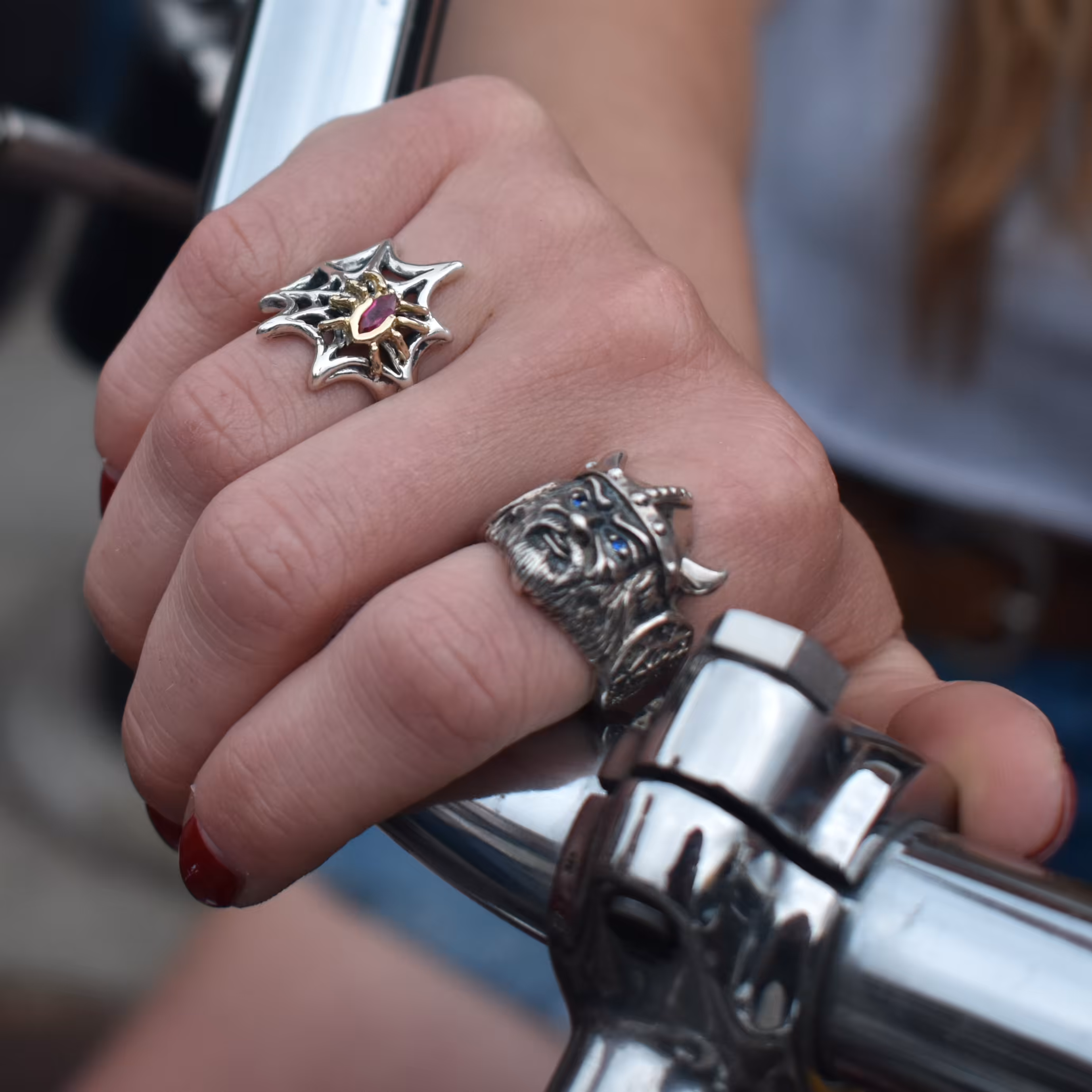 Viking Ring - Sterling Silver - Sapphire