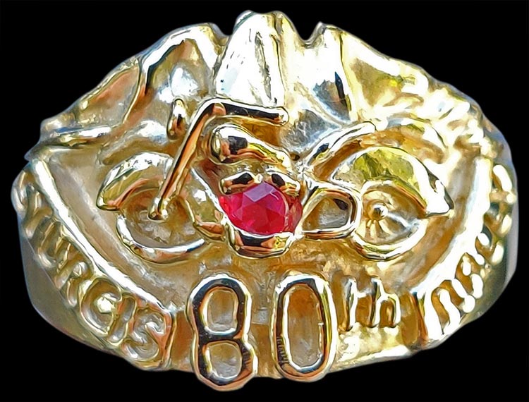 Large Sturgis 80th Anniversary Ring - 10K Gold - Ruby
