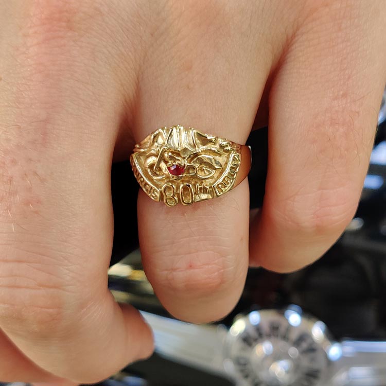 Large Sturgis 80th Anniversary Ring - 10K Gold - Ruby
