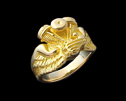 Pan Ring on wings - 10K Gold
