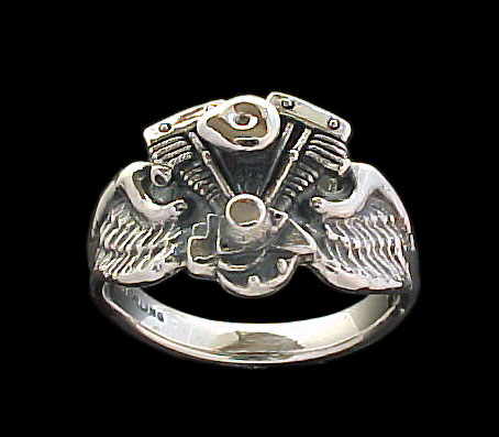 Shovel Ring on wings - Sterling Silver