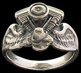 Evolution Ring on wings - Sterling Silver