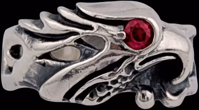 Eagle Ring - top on view with Ruby in eye