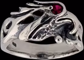 Medium Eagle Ring - Sterling Silver - Ruby