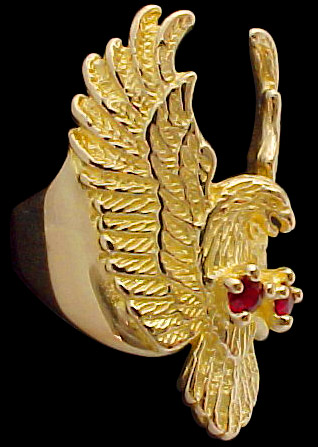 Large Attack Eagle Ring - 10K Gold - Ruby