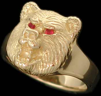 Small Bear Ring - 10K Gold - Ruby