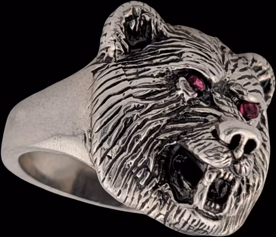 Medium Bear Ring - right side under chin profile towards jaw