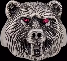 Medium Bear Ring - Sterling Silver - Ruby