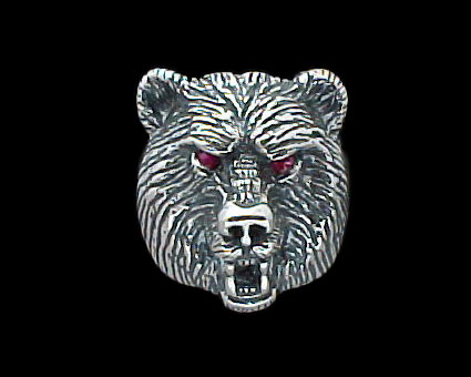 Medium Bear Ring - Sterling Silver - Ruby
