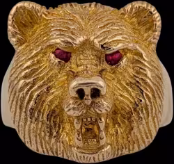 Medium Bear Ring - 10K Gold - Ruby