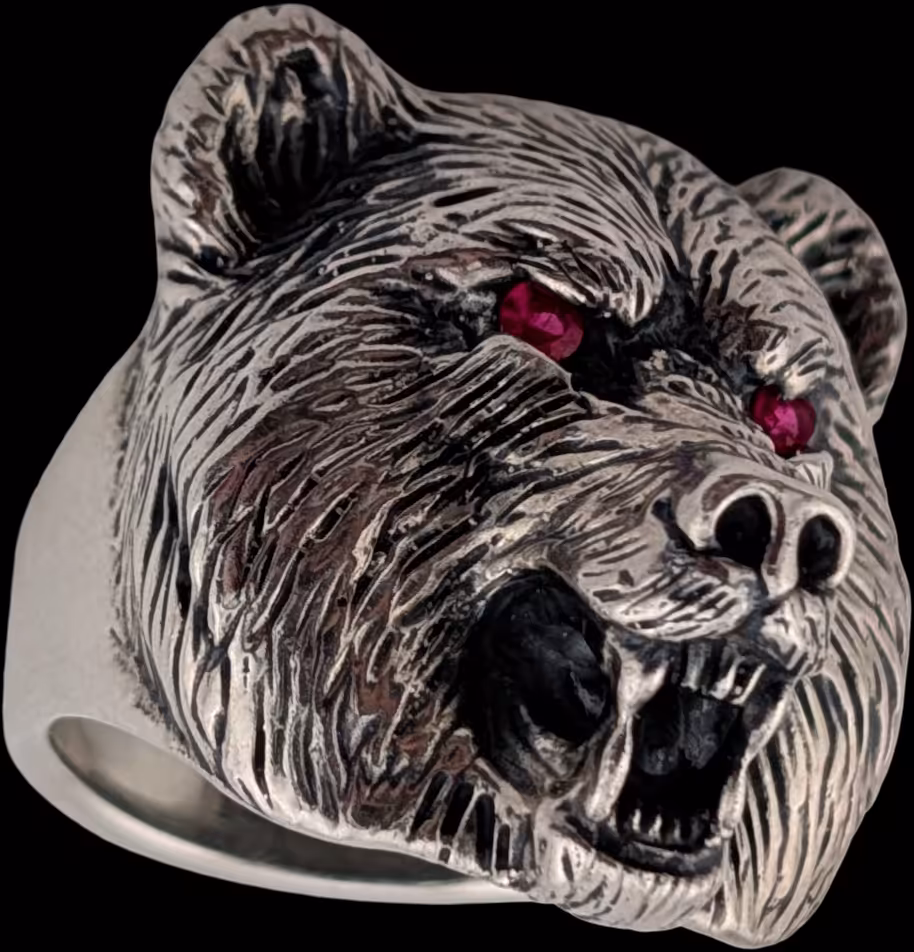 Large Bear Ring - right side jaw profile with teeth