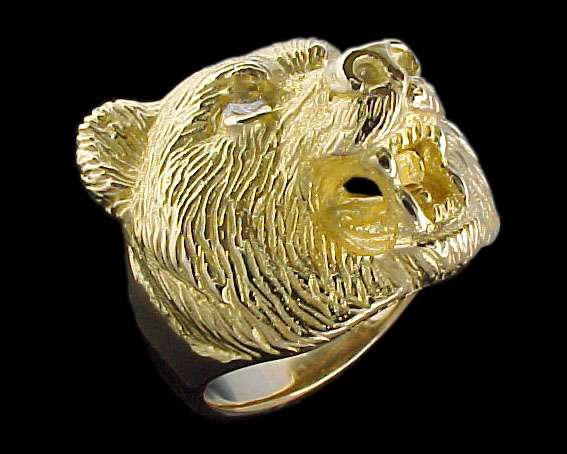 Large Bear Ring - 10K Gold - Diamond