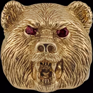 Large Bear Ring - 10K Gold - Ruby