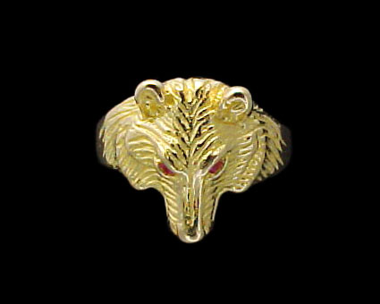 Small Wolf Ring - 10K Gold - Ruby