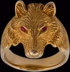 Medium Wolf Ring - 10K Gold - Ruby