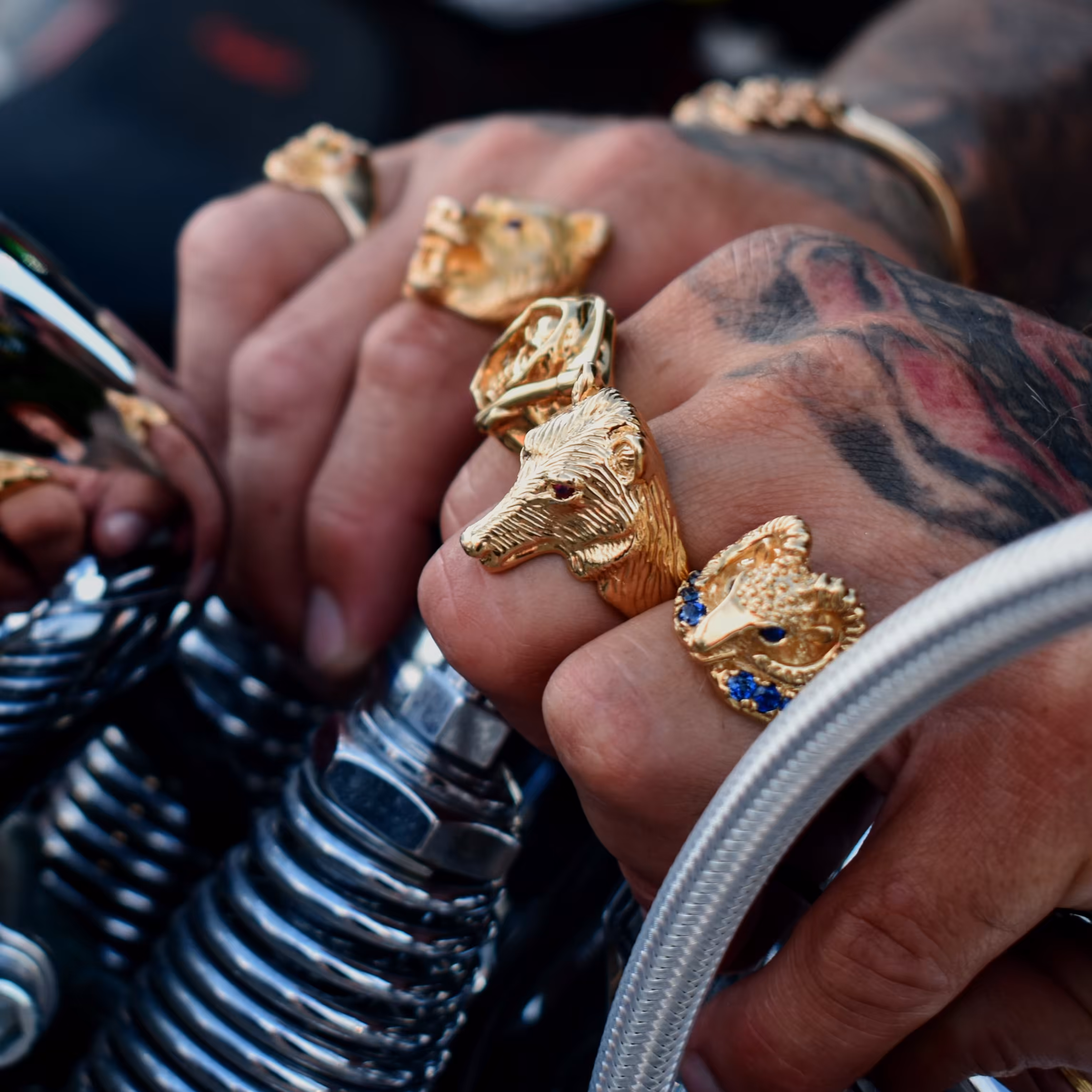 Large Wolf Ring - 10K Gold - Ruby