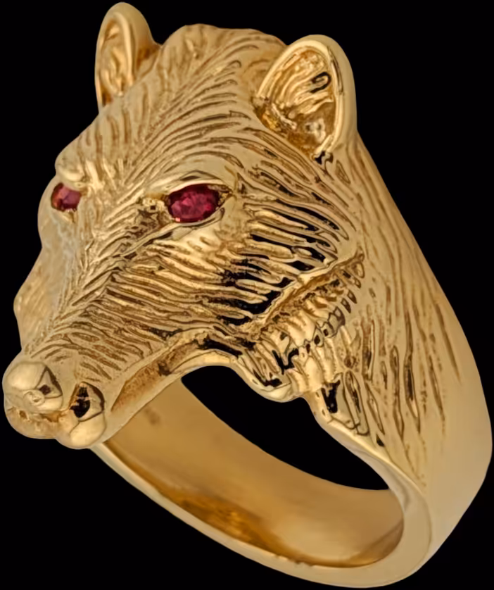 Large Wolf Ring - left side profile up towards ears