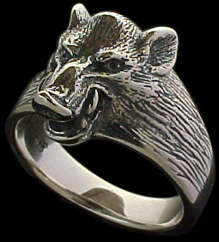 Medium Boar Ring - Sterling Silver