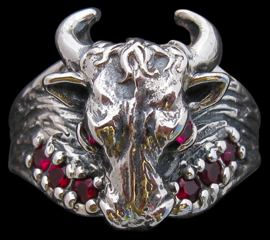 Bull Ring - Sterling Silver - Ruby