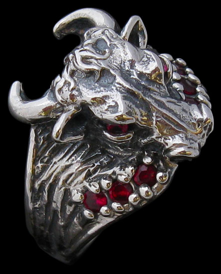 Bull Ring - Sterling Silver - Ruby