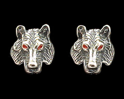 Wolf Earring Studs - Sterling Silver