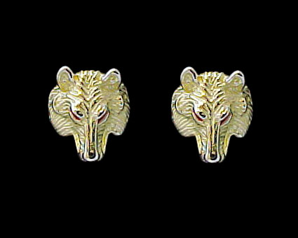 Wolf Earring Studs - 10K Gold