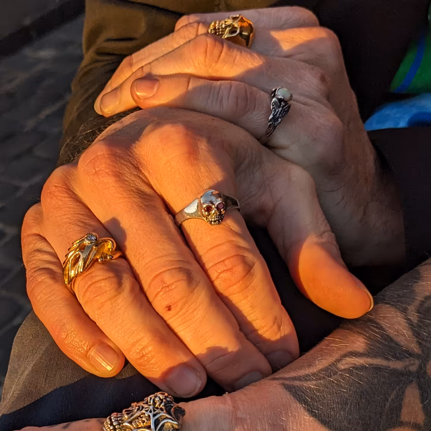 Small Skull Ring - Sterling Silver - Ruby