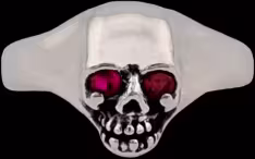 Small Skull Ring - Sterling Silver - Ruby