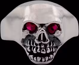 Large Skull Ring - Sterling Silver - Ruby