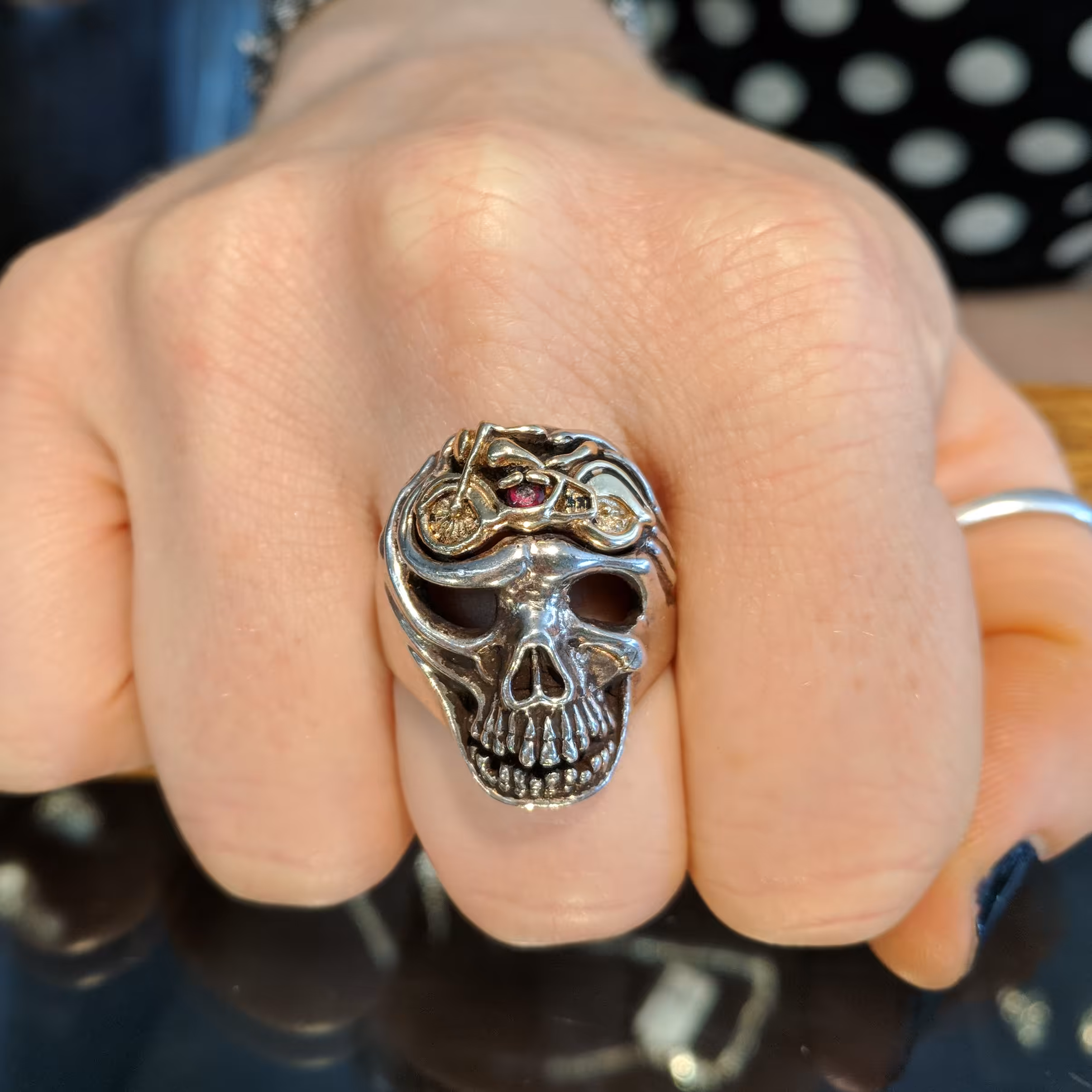 MotorHead Ring - Sterling Silver and 10K Gold - Ruby
