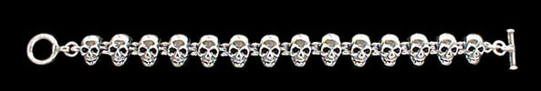 Medium Skull Link Bracelet - Sterling Silver