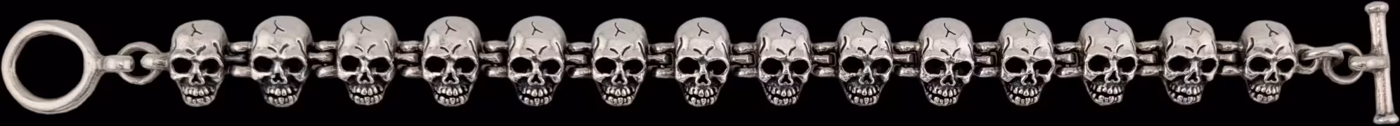 Small Skull Link Bracelet - Sterling Silver