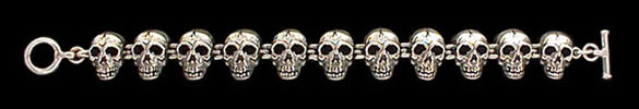 Large Skull Link Bracelet - Sterling Silver