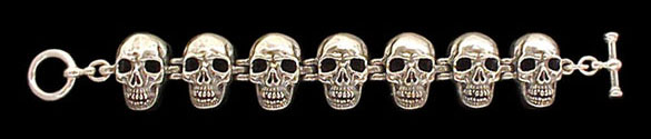 Ex. Large Skull Link Bracelet - Sterling Silver