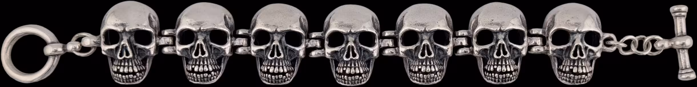 Large Skull Link Bracelet - Sterling Silver