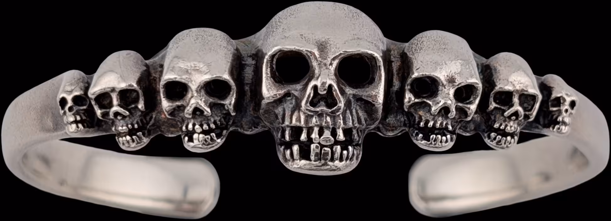 Large 7 Skulls Bracelet - Sterling Silver