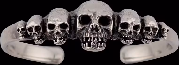 Large Seven Skulls Bracelet - Sterling Silver