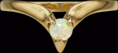 Chevron Stacking Ring - 10K Gold - Opal
