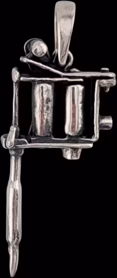 Tattoo Machine Pendant - Sterling Silver