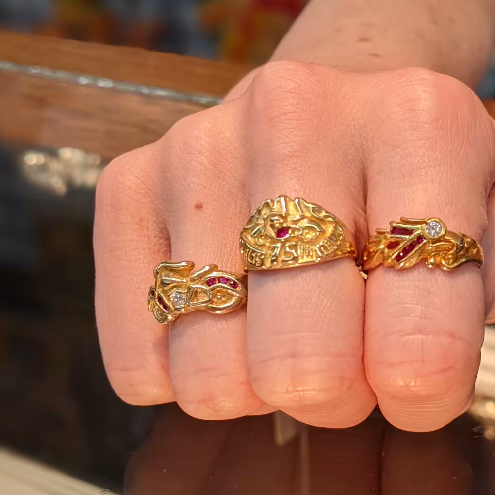 Motorcycle Ring - 10K Gold - Diamond, Ruby