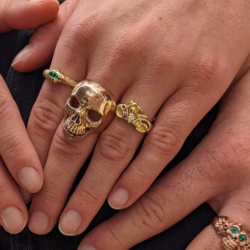 Motorcycle Ring - 10K Gold - Diamond, Ruby