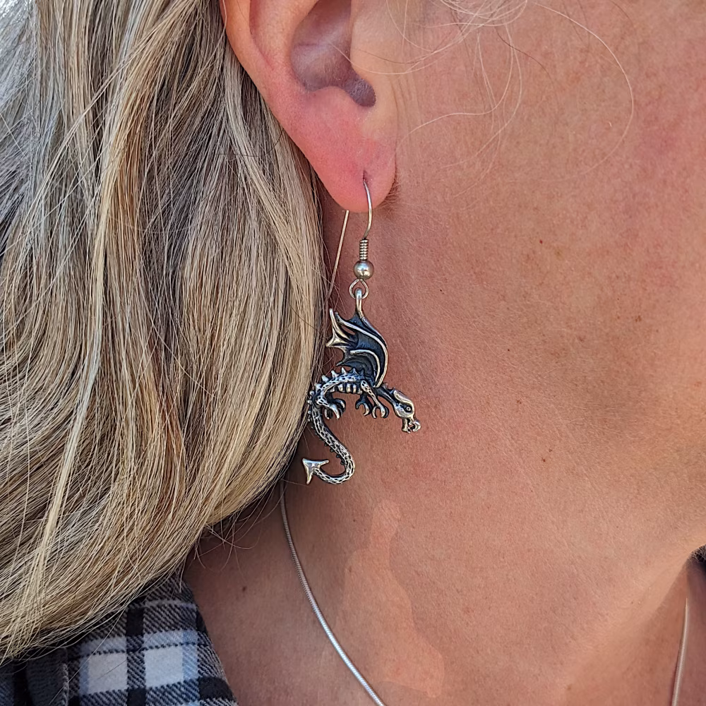 Dragon Earrings - Sterling Silver